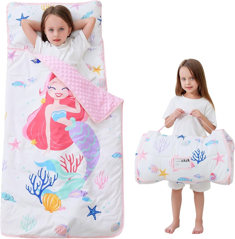 lasoftan Toddler Nap Mat with Pillow and Blanket, Extra Large Rolled Napping Mats,Slumber Bags for Boys Girls,Kids Sleeping Bag for Daycare, Preschool Travel Camping - Image 1
